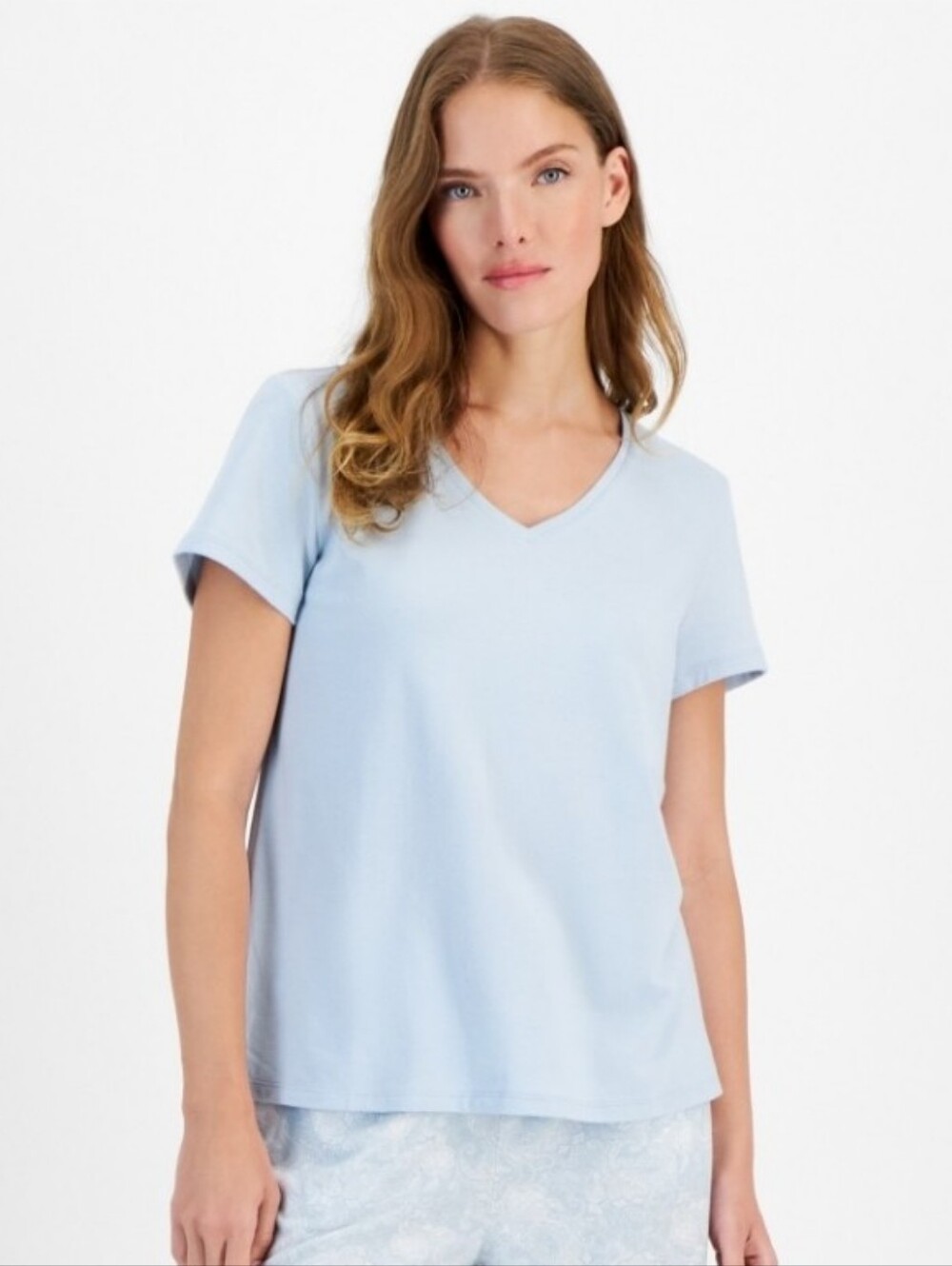 Charter Club Women's Solid V-Neck Short-Sleeve Sleepwear Top